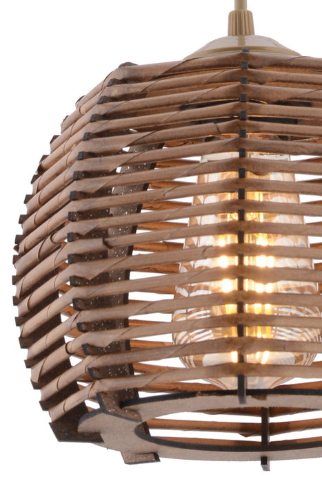 Opviq Lámpara de Madera con Tapa de Bambú Réplica Marrón